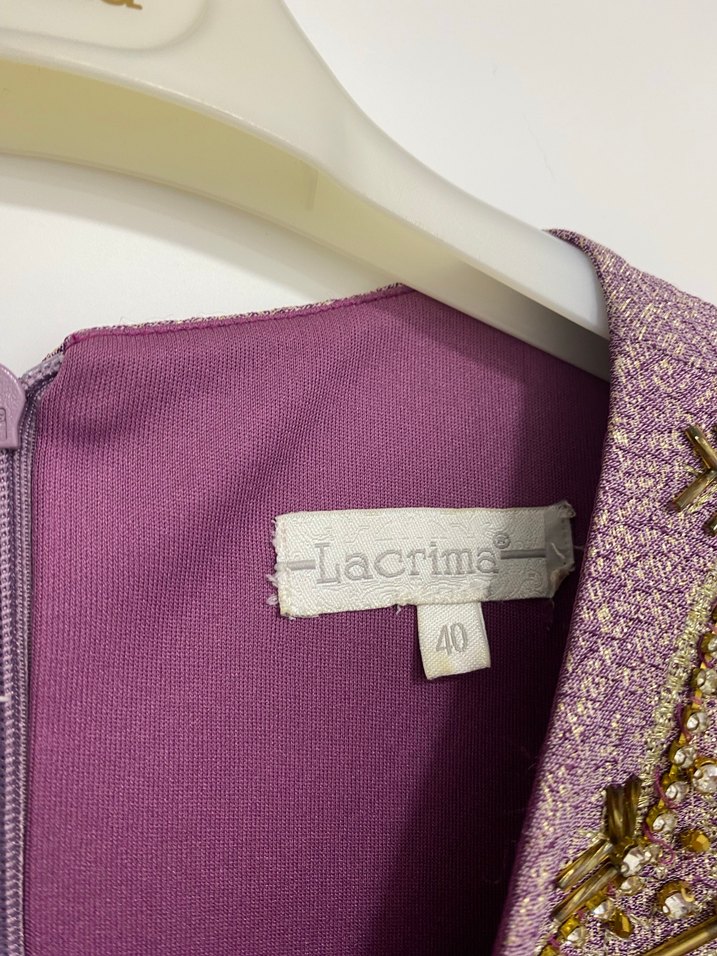 Mor İşlemeli Uzun Abiye Elbise - Görsel 3