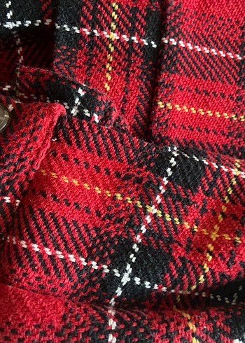 Kareli Kırmızı Kadın Gömlek Ceket - Görsel 7