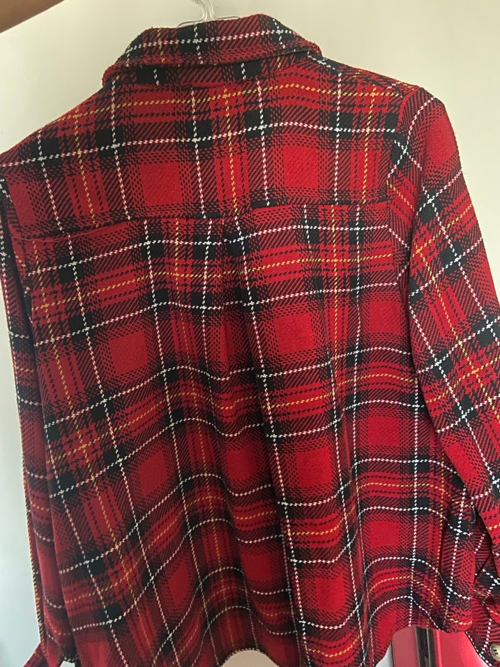 Kareli Kırmızı Kadın Gömlek Ceket - Görsel 5