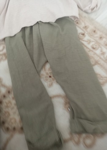 Diğer Bej Salaş Keten Hamile Pantolonu