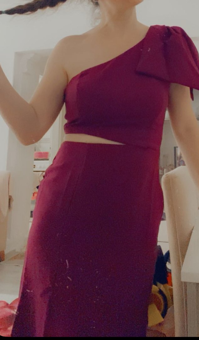 Midi Tek Omuzlu Abiye Elbise - Görsel 4