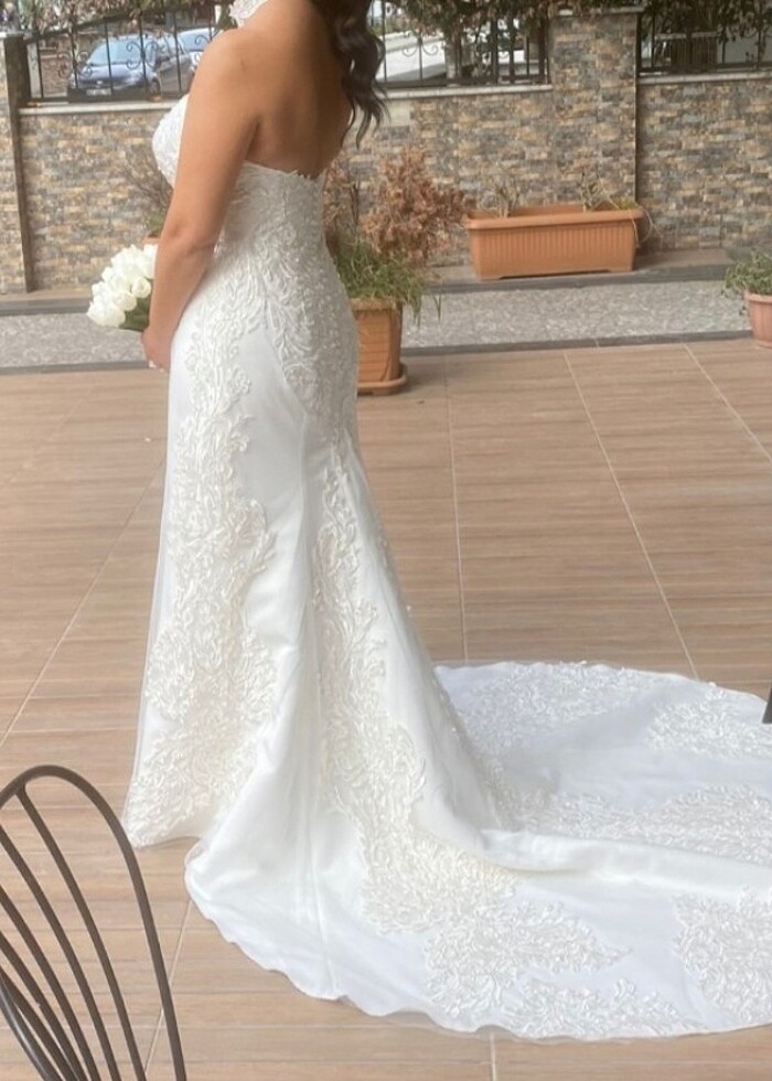 Boyundan bağlamalı balık gelinlik - Görsel 2