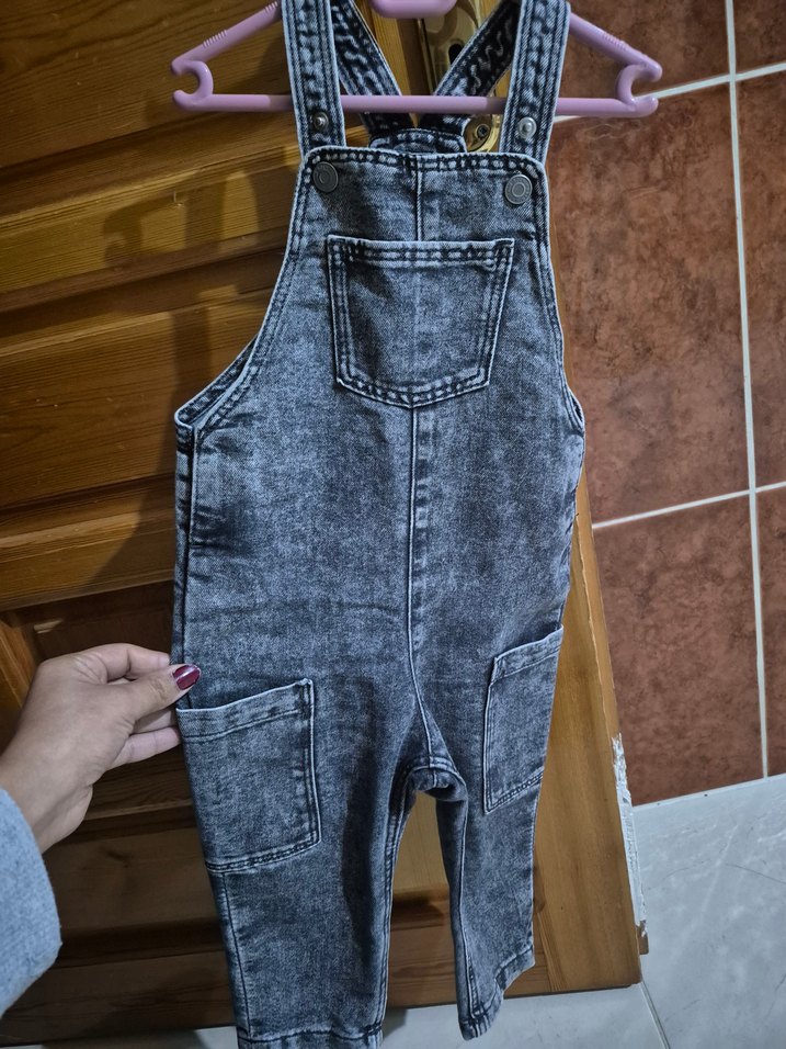 erkek Çocuk Gri Denim Tulum - Görsel 3