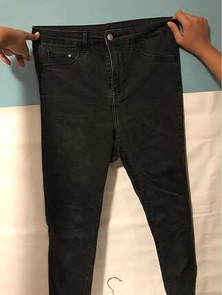 H&M siyah yüksek bel dar kot pantolon