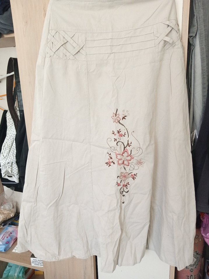 Gri Desenli Uzun Bohem Etek - Görsel 2