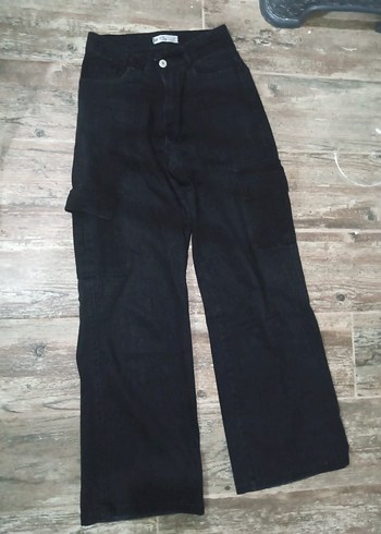 Siyah Düğmeli Kadın Midi Denim Jean - Görsel 2