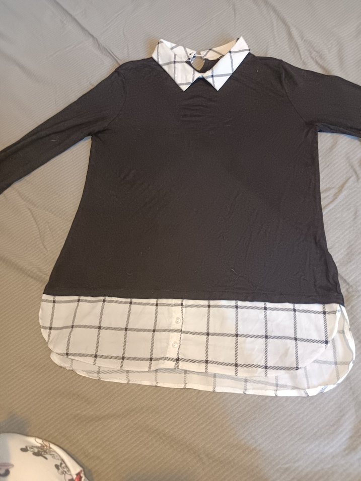 Düğmeli Siyah  Gömlek, Uzun Kollu - Görsel 4