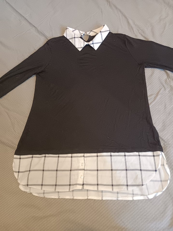 Düğmeli Siyah  Gömlek, Uzun Kollu - Görsel 5