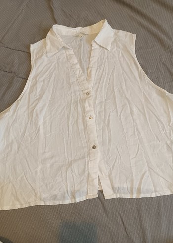 H&M Kolsuz Beyaz Keten Gömlek