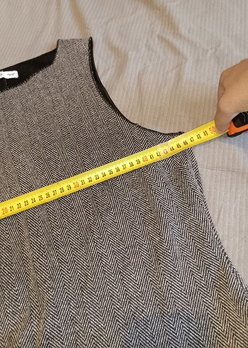 xl Beden gri Renk Şık ve Klasik Gri Balıksırtı Desenli Kolsuz Mini Elbise
