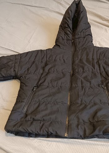 Diğer Fermuarlı Siyah Kapüşonlu Mont