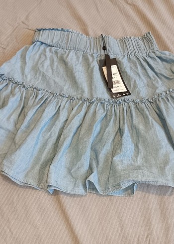 s Beden Mavi Denim Volanlı Etek