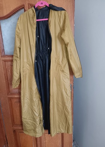 Camel Renkli Uzun Kadın Yağmurluk - Görsel 2