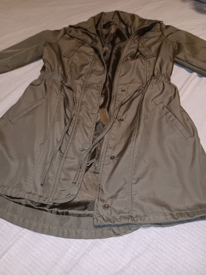 Kadın Haki Midi Parka Ceket - Görsel 4