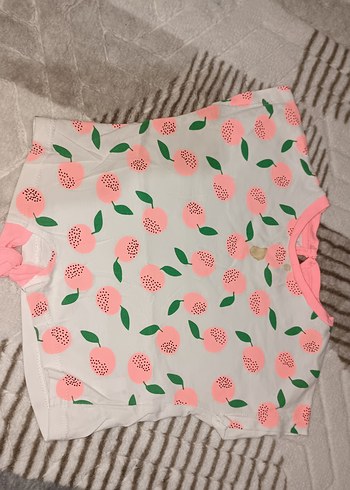 Pembe Desenli Kız Bebek Kısa Kollu Body
