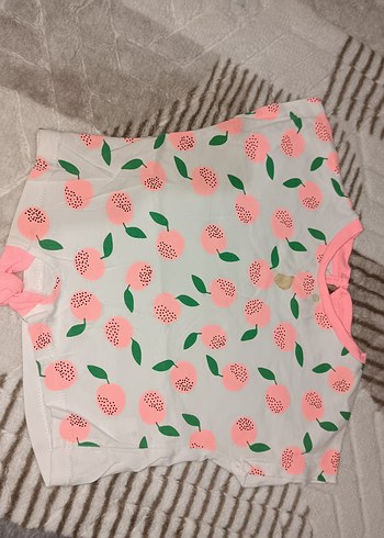 Diğer Pembe Desenli Kız Bebek Kısa Kollu Body