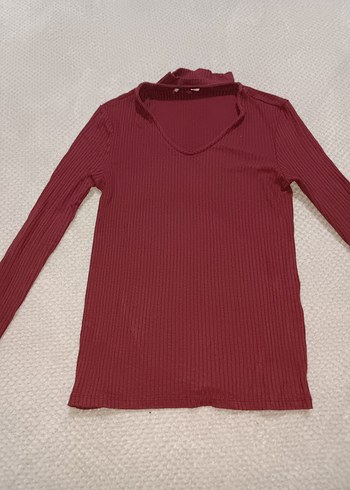 Bordo V Yaka Uzun Kollu Crop Top - Görsel 6