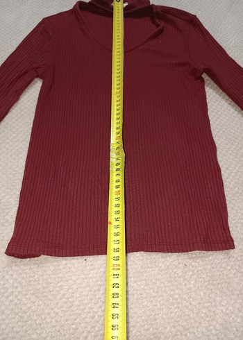 Bordo V Yaka Uzun Kollu Crop Top - Görsel 3