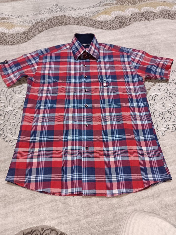 Erkek Kısa Kollu Kareli Gömlek - Görsel 5