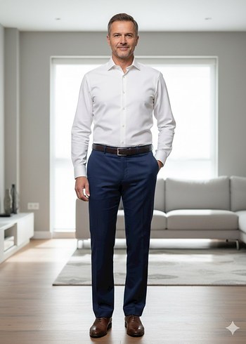 Lacivert Parlak Pliseli Erkek Ofis Pantolonu - Görsel 6