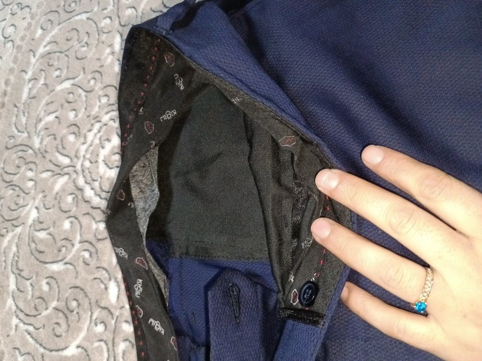 Lacivert Parlak Pliseli Erkek Ofis Pantolonu - Görsel 4