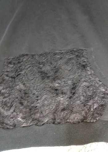 Siyah Dantelli Kadın Sweatshirt - Görsel 3