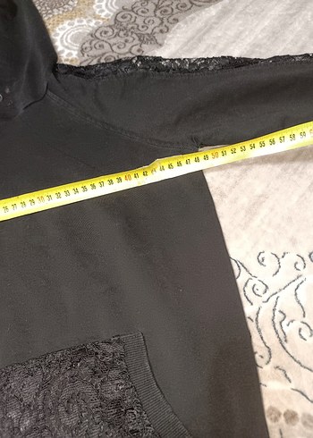 Siyah Dantelli Kadın Sweatshirt - Görsel 4