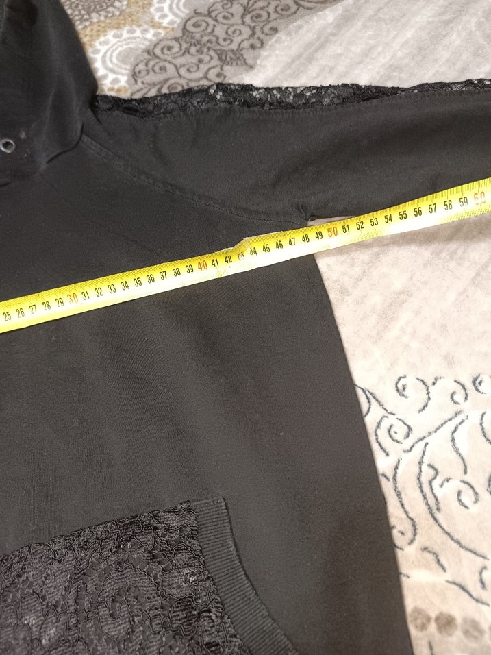 Siyah Dantelli Kadın Sweatshirt - Görsel 4