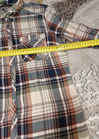 Kadın Çok Renkli Ekose Düğmeli Gömlek - Görsel 3