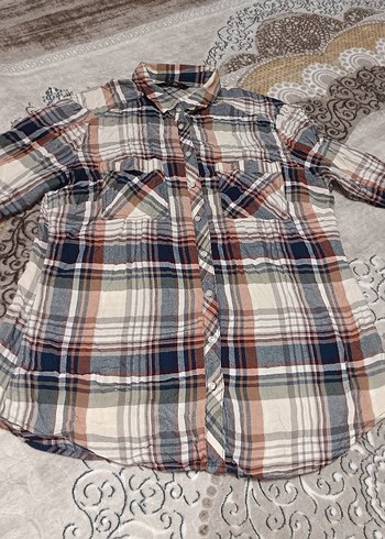 Kadın Çok Renkli Ekose Düğmeli Gömlek - Görsel 2