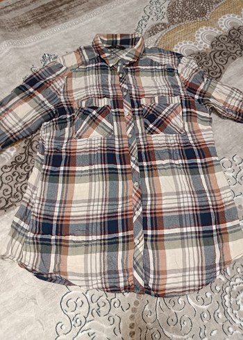 Kadın Çok Renkli Ekose Düğmeli Gömlek - Görsel 5