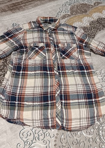 Kadın Çok Renkli Ekose Düğmeli Gömlek - Görsel 6