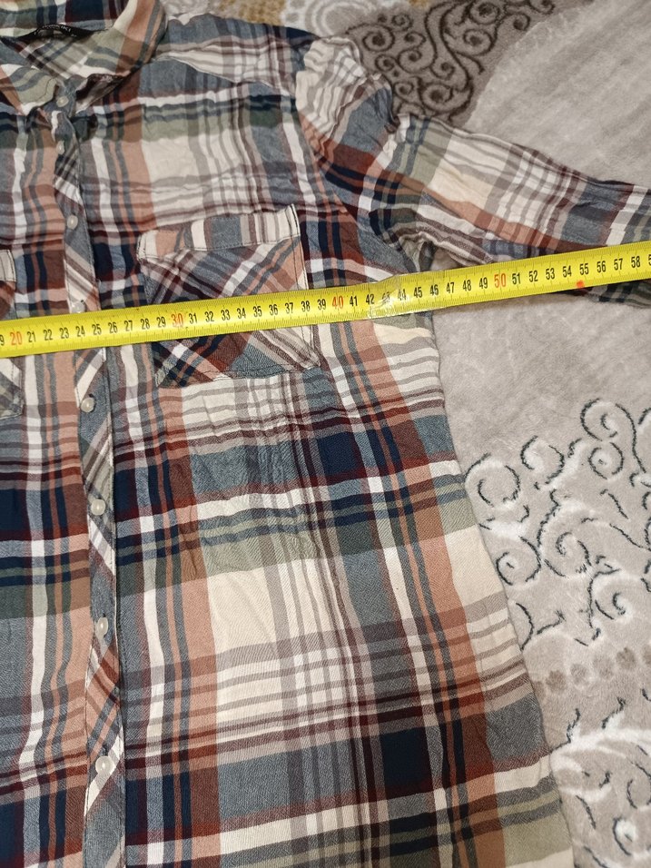 Kadın Çok Renkli Ekose Düğmeli Gömlek - Görsel 3