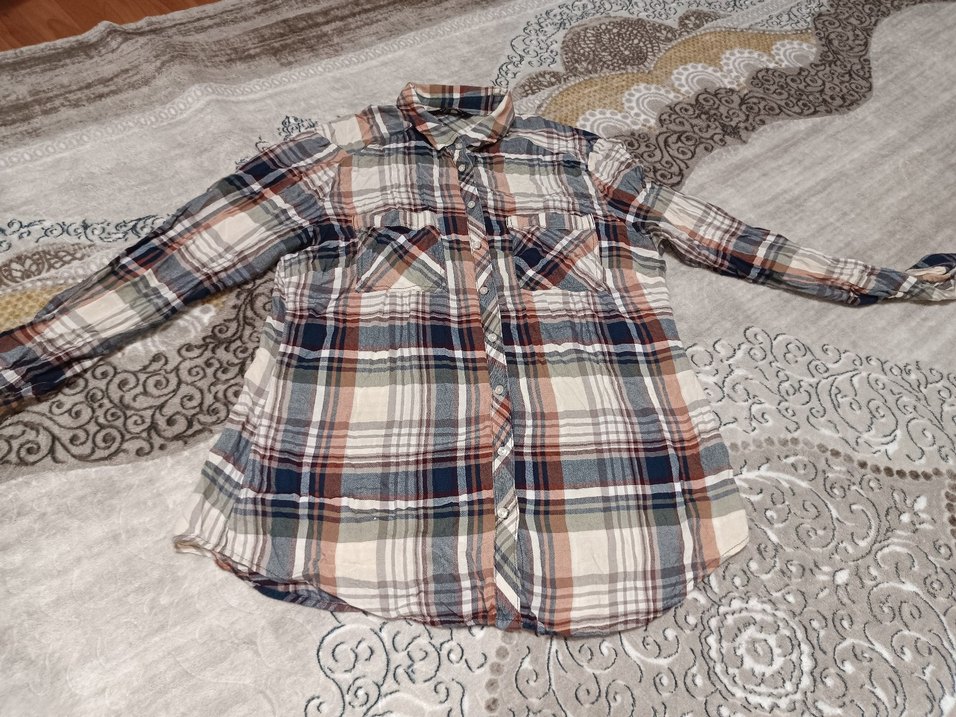 Kadın Çok Renkli Ekose Düğmeli Gömlek - Görsel 2