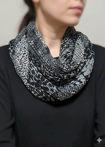 Bohem Siyah Gri Kadın Şal - Görsel 2