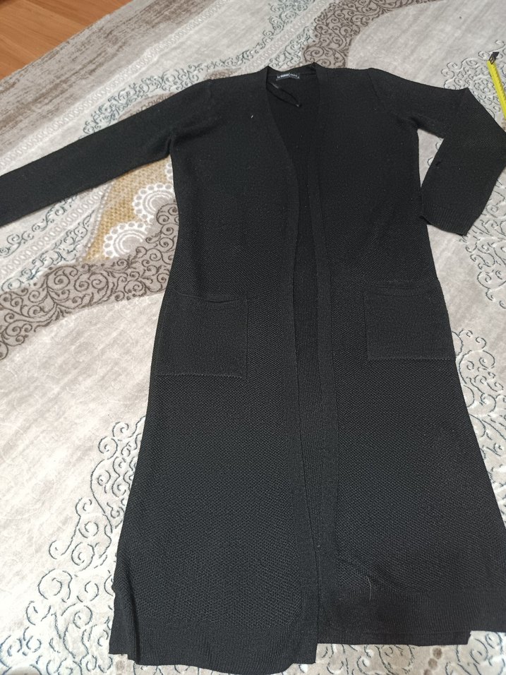 Kadın Siyah Uzun Triko Hırka - Görsel 5