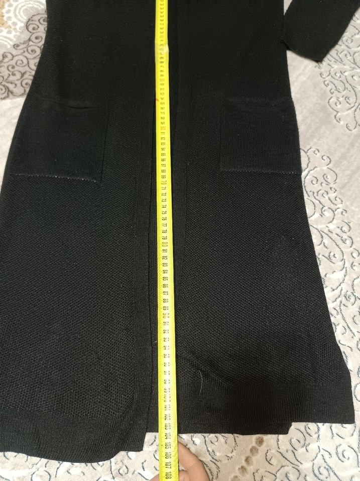 Kadın Siyah Uzun Triko Hırka - Görsel 4