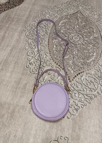 Mor Yuvarlak Denim Çapraz Çanta - Görsel 5