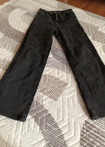 Siyah Rahat Kesim Midi Kadın Kot Pantolon