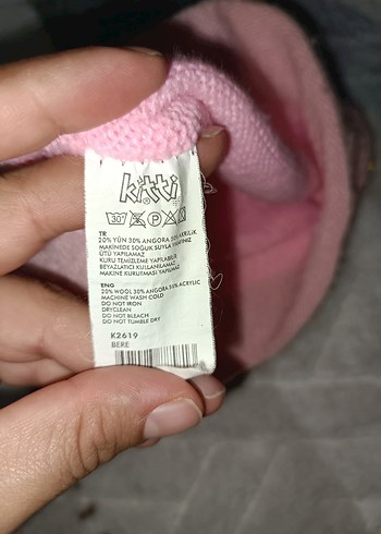 3-5 Yaş, 21 cm Beden pembe Renk Nakışlı Pembe Örgü Çocuk Bere