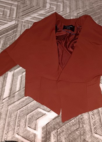 Düğmeli Kısa Kahverengi Kadın Blazer