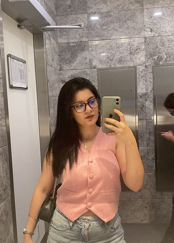 xs Beden Pembe Düğmeli Kadın Yelek
