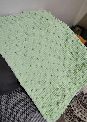 Parlak Yeşil Örgü Çocuk Battaniyesi - Görsel 2