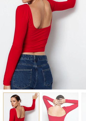 Trendyol & Milla Kırmızı Kadın Uzun Kollu Slim Fit Bluz