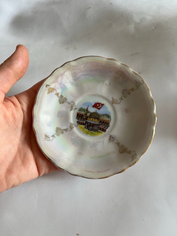 Nakışlı Beyaz Dekoratif Tabak - Görsel 4