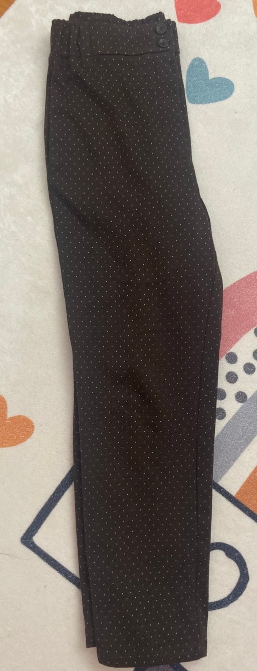 Düğmeli Kahverengi Puantiyeli Midi Kumaş Pantolon - Görsel 2