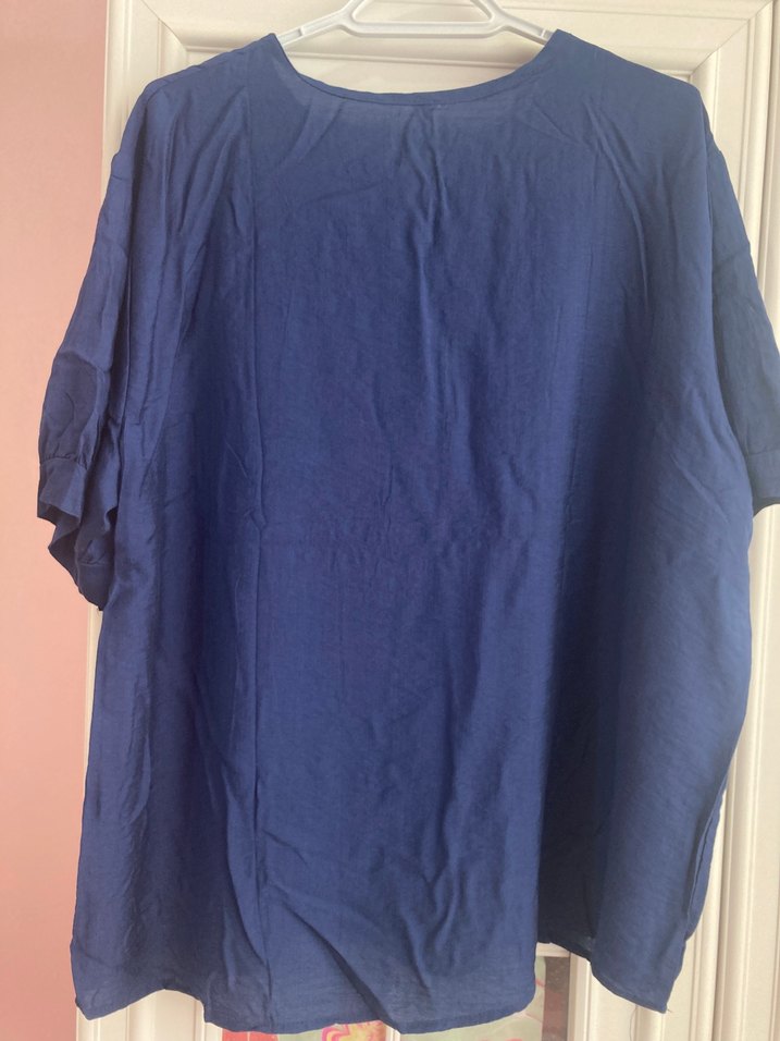 Nakışlı Mavi Bohem Kadın Bluz - Görsel 3