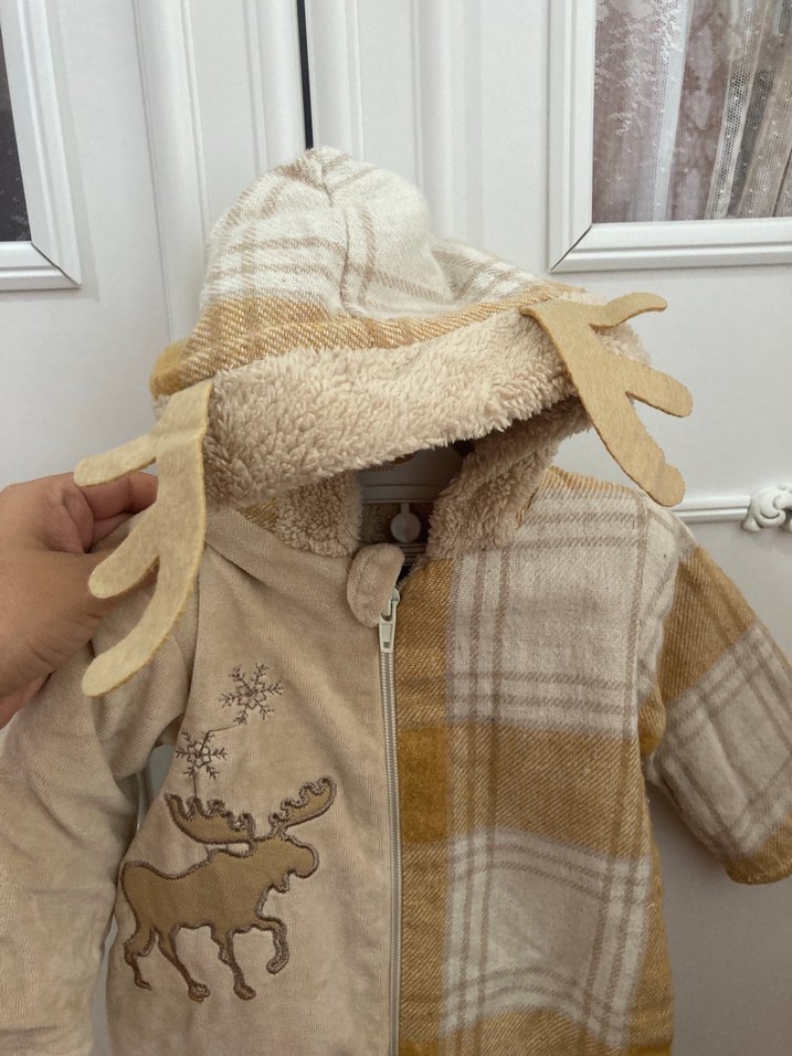 Fermuarlı Erkek Bebek Kahverengi Gri Tulum - Görsel 5