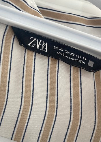 Bej Çizgili Uzun Kollu Kadın Gömlek - Görsel 2