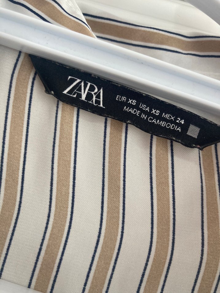 Bej Çizgili Uzun Kollu Kadın Gömlek - Görsel 2